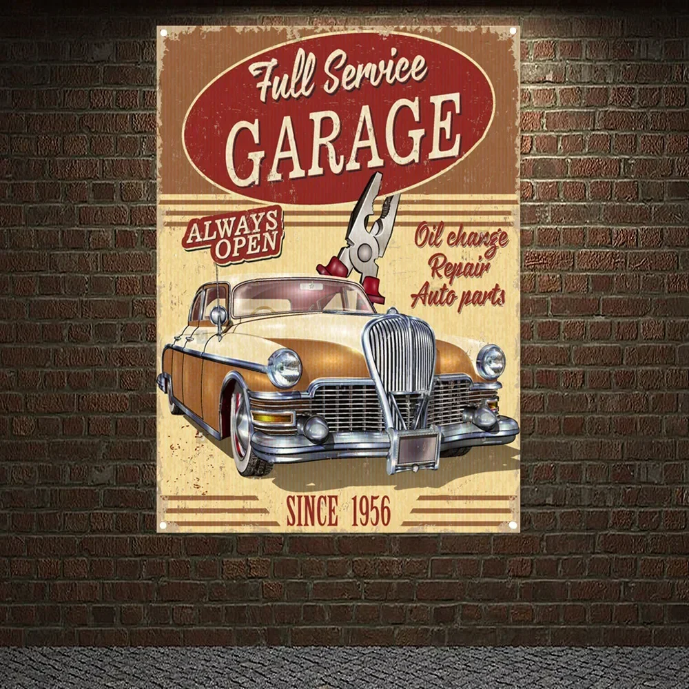 Auto Repair Shop Open - Poster Vintage 'ALWAYS OPEN GARAGE' per